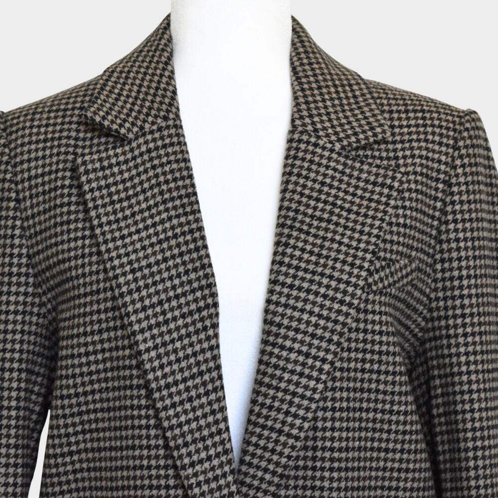 Zara Oversized Houndstooth Straight Cut Blazer Jacket Boyfriend Tweed Gray S - Picture 5 of 11